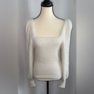 Women’s H&M square neckline knitted cream sweater size‎ small